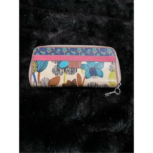 Fossil Handbags - bag Wallet FOSSIL  key-per card slots canvas flowers water resistant